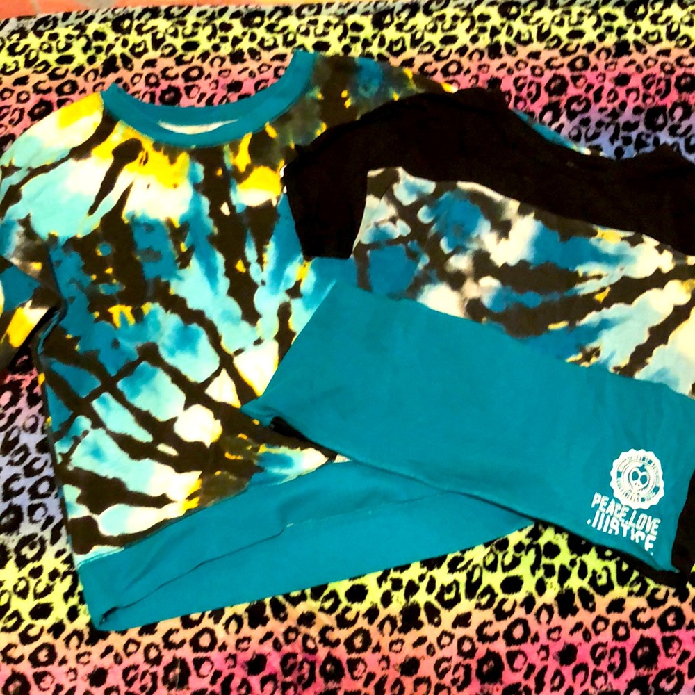 Justice teal tie dye set💚🖤